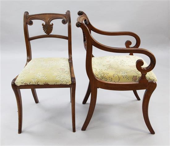 A set of six Regency mahogany dining chairs,